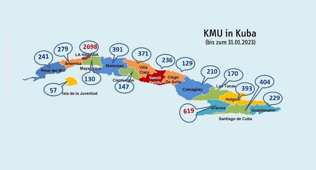 Anzahl der KMU nach Provinzen bis zum 31. Januar 2023